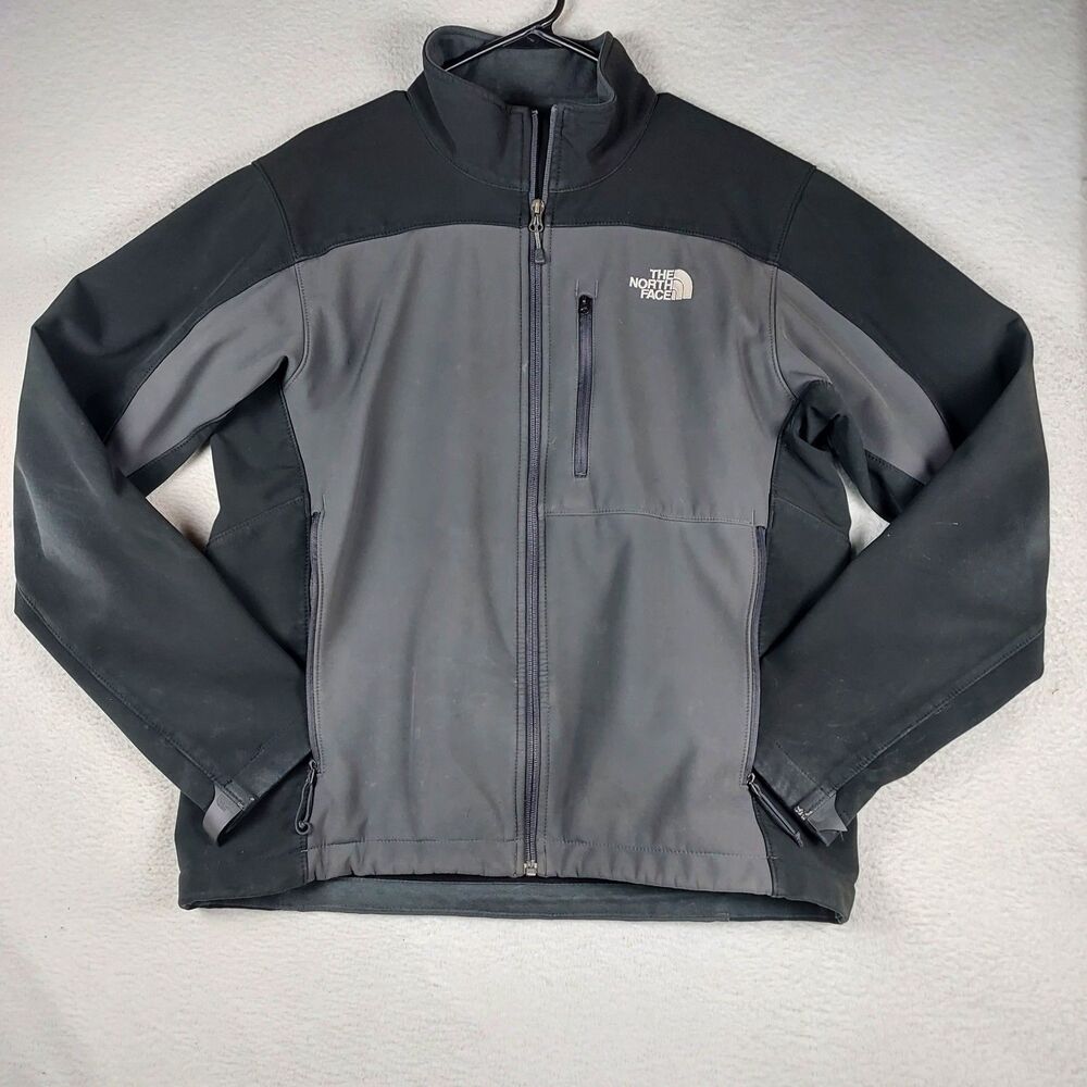 The North Face Apex Soft Shell Jacket Mens Medium Black Gray Full Zip